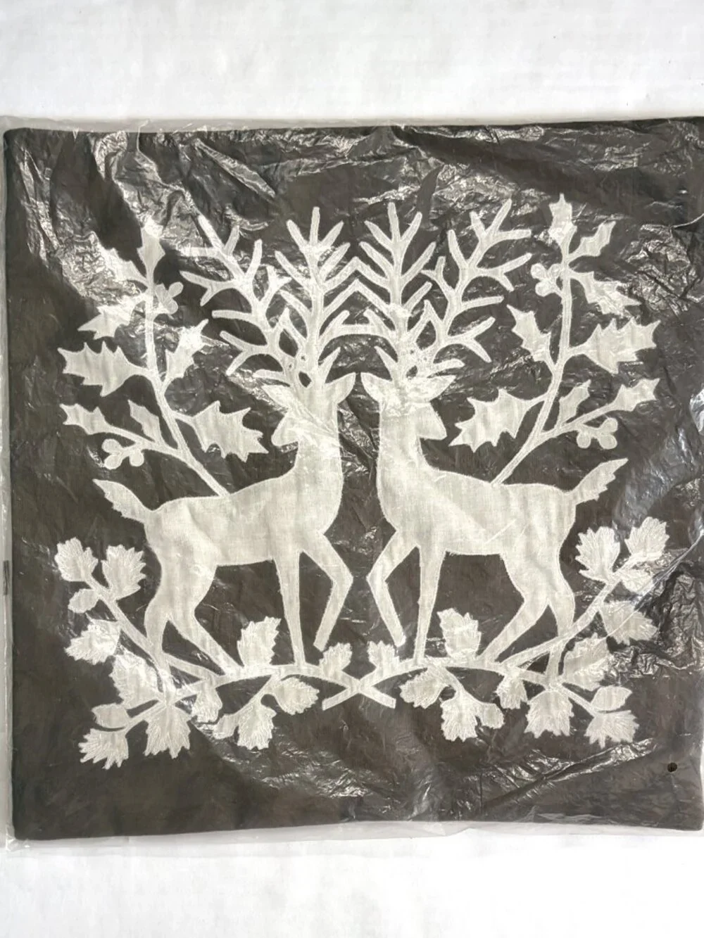 West Elm NWT Hand Embroidered Deer Silhouette Pillow Cover 18
